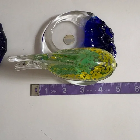 3 PartyLite Riviera Art Glass Angel Fish Tealight Candle Holder Orange Blue - Picture 10 of 13